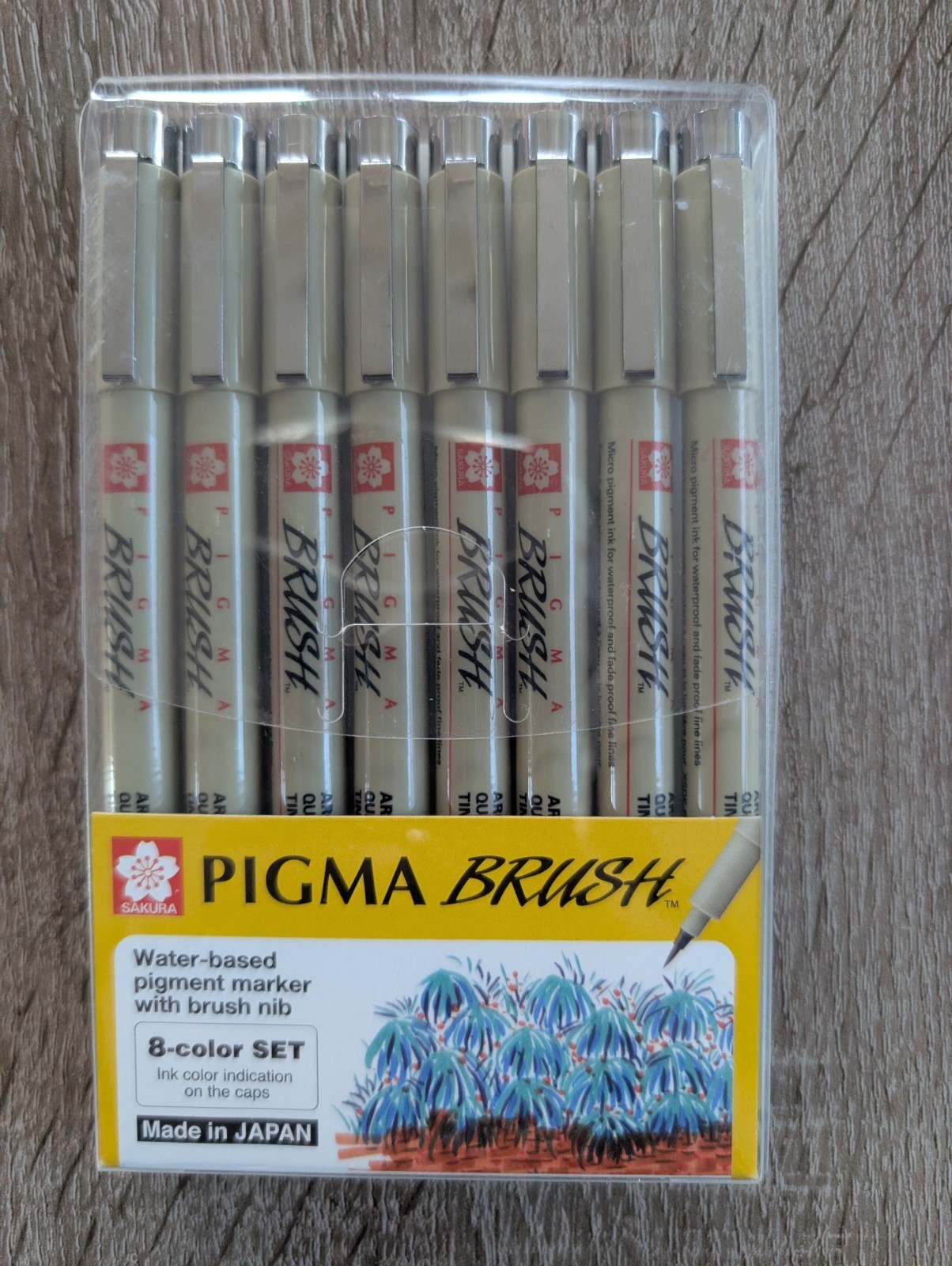 SAKURA PIGMA BRUSH Tip Nib Color Pen Set 8 Pc Assorted Color