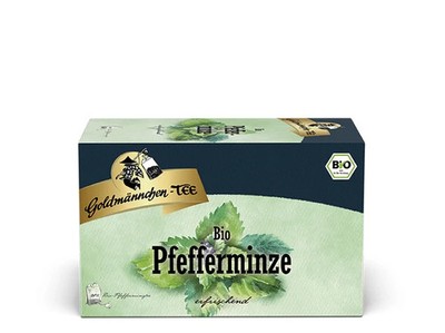 1 Karton 12 Pkg  Goldmännchen- Tee, Bio Pfefferminze , 20 Beutel/Packung, je 30g