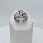 Vtg Amethyst Ring Pear Shaped 925 Sterling Silver Wide Band Size 6 FREE $HIPPING
