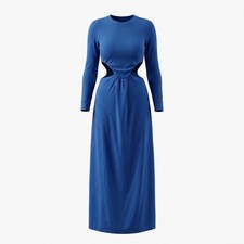 Farm Rio Blue Cut Out Long Sleeve Maxi Dress Medium