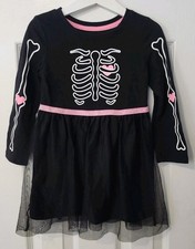 Girls Skeleton Dress Size 4T Cat Jack Halloween Hearts Tutu Black Pink Outfit