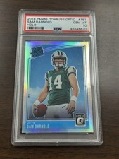 SAM DARNOLD RC~2018 DONRUSS OPTIC HOLO SEAHAWKS  PSA-10~Rated Rookie Card  Jets. rookie card picture