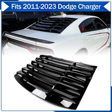Fits 2011-23 Dodge Charger Rear Window Louver Sun Shade Vent Cover Gloss Black