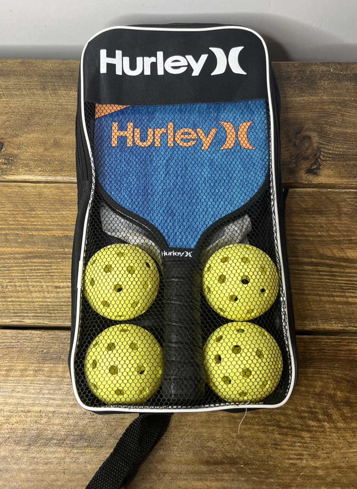 Hurley Pickleball Set with 2 Wood Paddles 4 Balls and Carry Case
