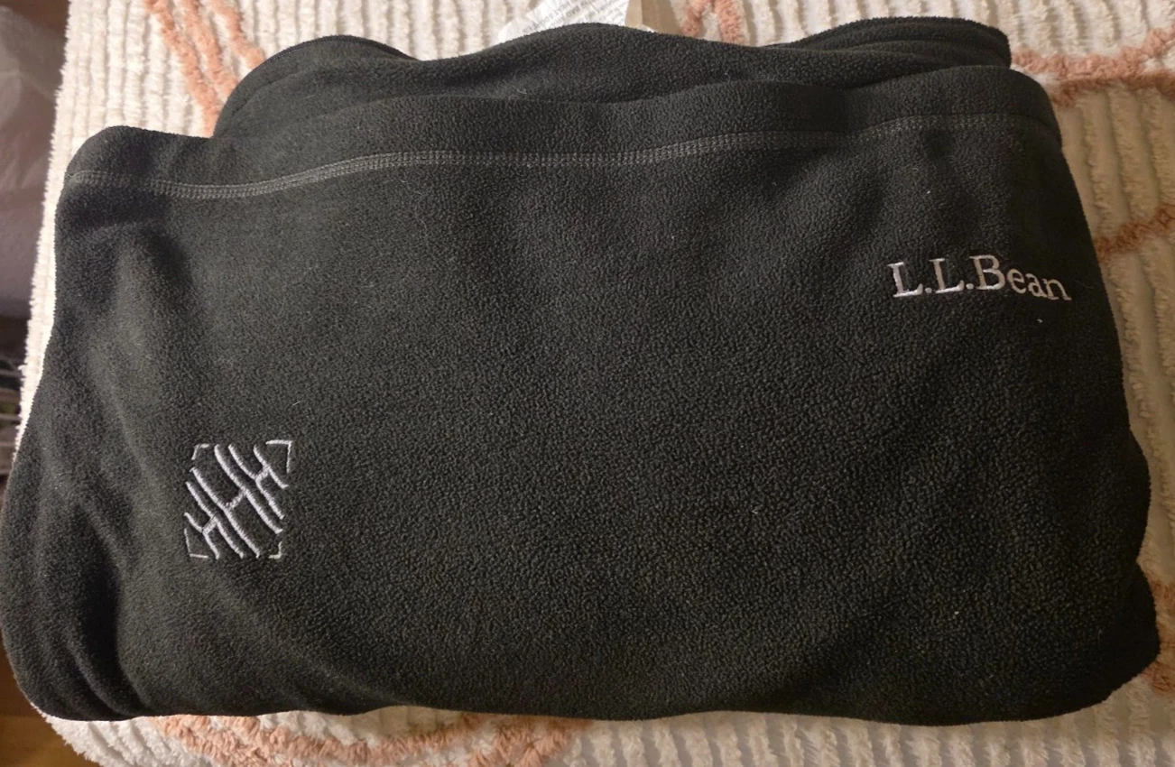 LL Bean Dark Forest Green Fleece Light Weight Sleeping Bag~ 35"x73"