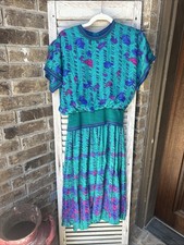 Vintage 80's Dress Women’s 6 Silk Blouson Pleated Skirt Adrianna Papell Nordstom