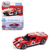1965 Ford Gt40 14 Red 164 Scale Diecast Model Car By Auto World Awsp208a-4e