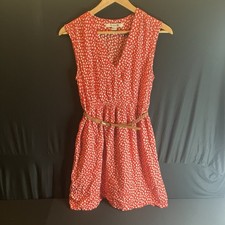 Forever 21 Red and White Floral Print Sleeveless Dress with Belt size small
