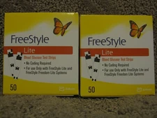 Freestyle Lite Blood Glucose Test Strips 100 Count New Sealed - Exp. 2027-02-28