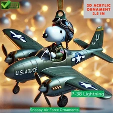 NEW Snoopy custom Air Force plane Acrylic Ornament 3.5 in