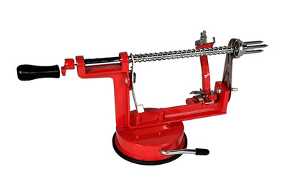 Unbranded apple patato peeler corer slicer includes suction mount red and black