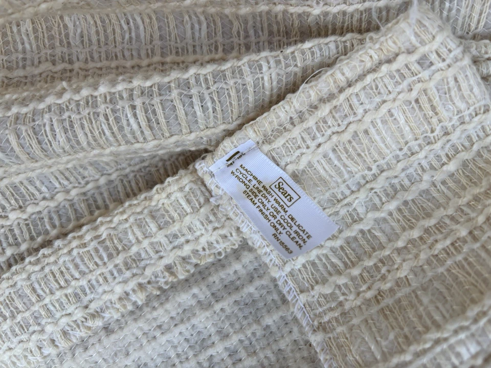 "Cortinas de tela de hierba plisadas vintage SEARS Mid Century MCM tejidas 84"" W 84"" L" Foto 4 de 4