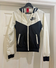 Nike Windrunner Women s Hooded Full Zip Windbreaker Pockets XS Black White
