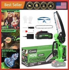 6" Cordless Mini Chainsaw, Battery Powered, One-Hand Use for Tree Trimming & Pru