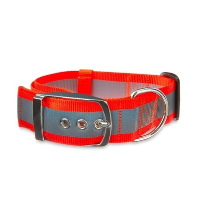 Extra Wide Adjustable Reflective Dog Collar with Hunter Orange Color for Large