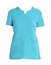 SCRUBSTAR Premium Women s L Notch Neck Scrub Top Antimicrobial Aquamarine