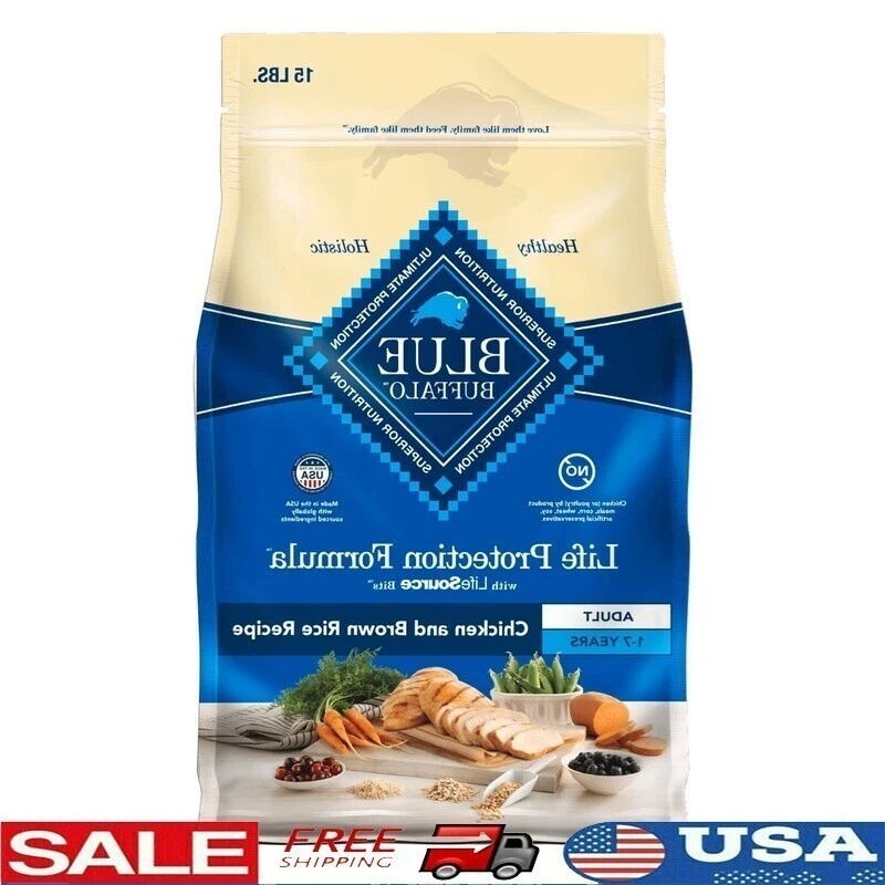Chicken Brown Rice Dog Food Adult Formula Dry Kibble 15 Lb Natural Nutrition New