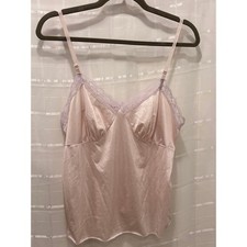 Vintage Deena Pink Satin Lace Trim Camisole Top Made in USA Style 2290 Size 36