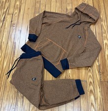 Men s Nike French Terry Shoebox Orange Hoodie Pants Tracksuit Large SET