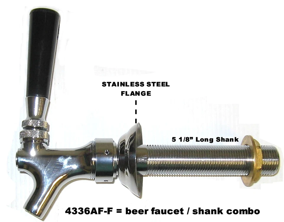 QUALITY EQUIPMENT Draft Beer Faucet and Shank 5 1/8" Shank - Kegerator Tap Set beer part 4336af-c