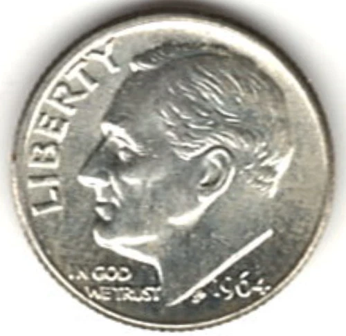 1964 D ROOSEVELT DIME in BRILLIANT UNCIRCULATED CONDITION stk R-100