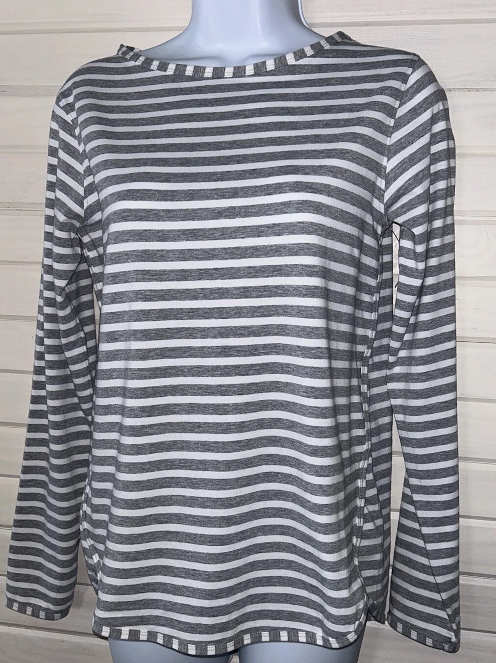 NWOT Coolibar Sz XXS Heyday Side Split Shirt Gray White Stripes UPF 50+