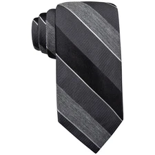 RYAN SEACREST DISTINCTION Gray Black Film Stripe Silk Blend Slim Tie