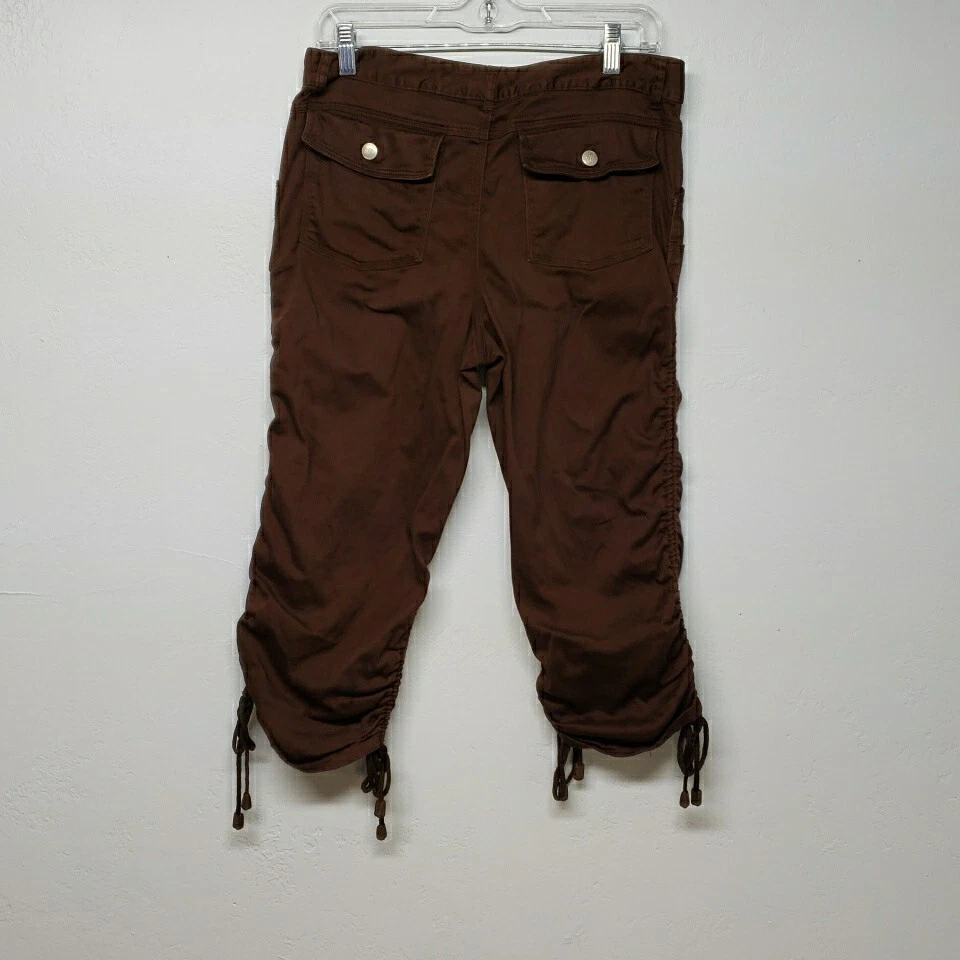 Pantalones Capris Bugle Boy Juniors Talla 11 Marrón Bolsillos Informales Cordón Piernas Foto 2 de 4