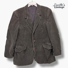 Corduroy Blazer Mens western Yoke Blazer Jacket Button 44R Elbow Patches VTG