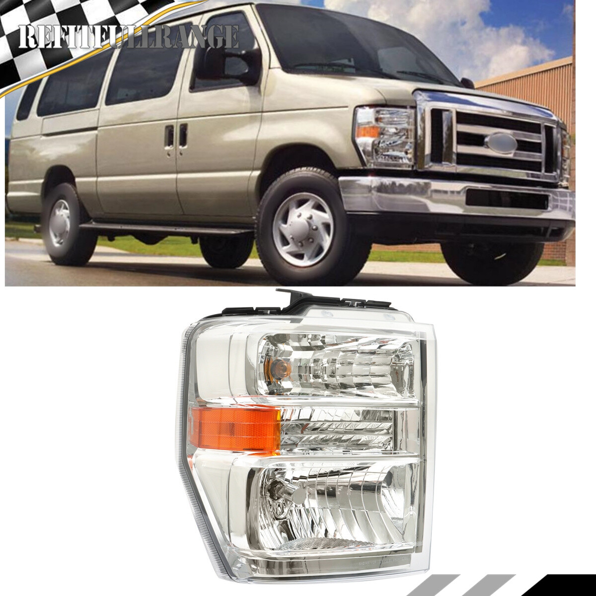 Headlight Passenger Right Side For 2008-2014 Ford E150 E250 E350 