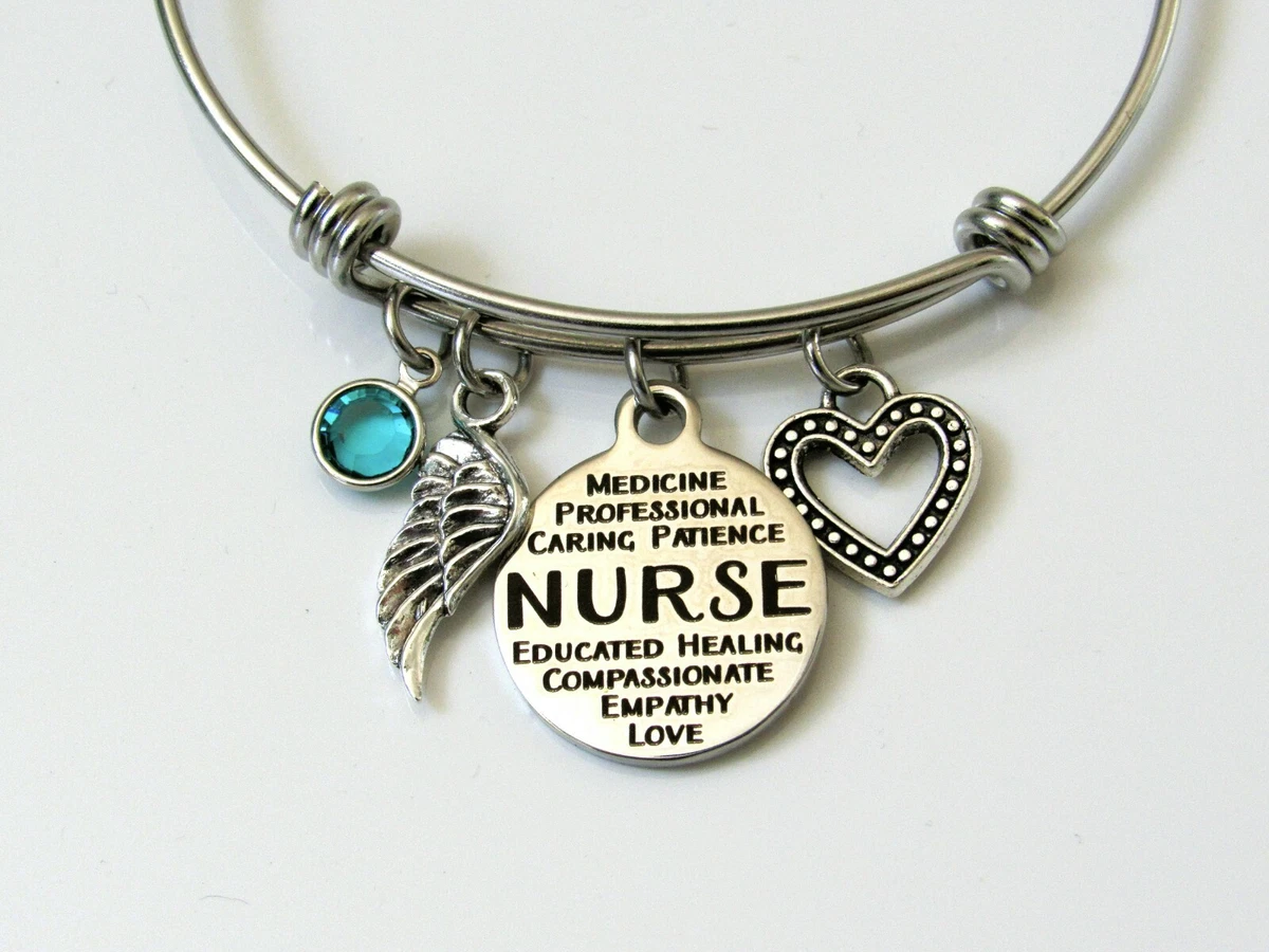 Nurse Charm Bracelet with Birthstone Graduation Gift Nurse