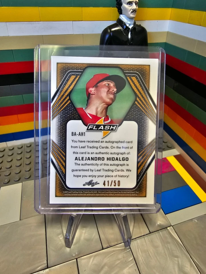2021 Leaf Flash Baseball Alejandro Hidalgo Platinum Blue /50 Auto Angels RC - Image 2 of 2