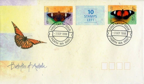 1998 Butterflies of Australia (2 x 45c P&S - 10 Stamps Left) FDC