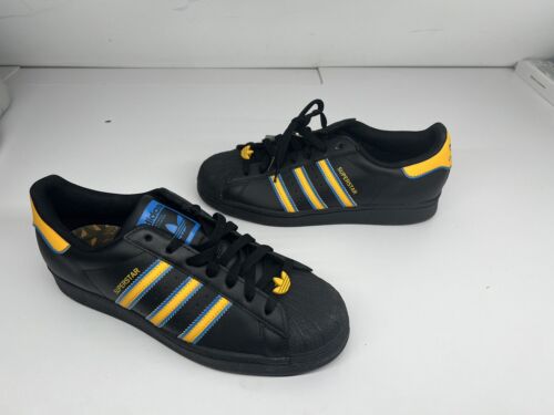 Adidas Originals Superstar FZ5892 Men's 9.5 Shell Toe Black Blue Yellow - Picture 1 of 5
