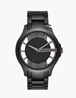 Armani Exchange Three-Hand Black Steel Watch * Brand New Original Box.