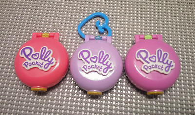 Lot of 3 Used Polly Pocket Tiny Compact 2019 Round Incomplete