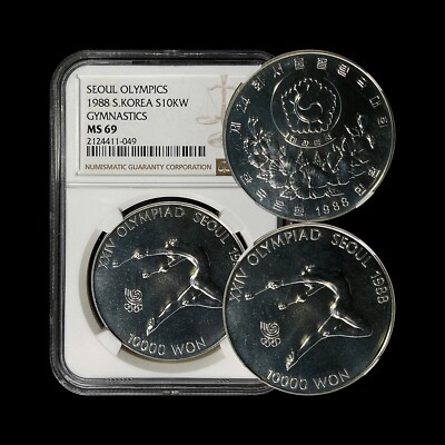 KOREA. 1988, 10000 Won, Silver - NGC MS69 - Seoul Olympics