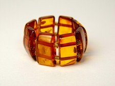 Baltic Amber Ring Size 8.5 Brown Cognac Women's Elastic Stretch Transparent E090