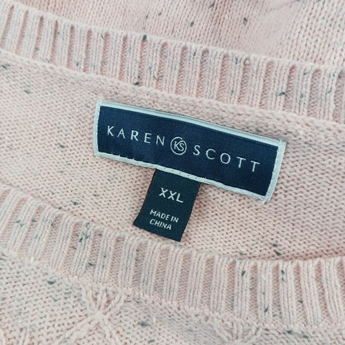 NWT $49 Karen Scott Diamond Texture Fall Sweater Size XXL(20-22) Pullover Pink - Picture 9 of 11