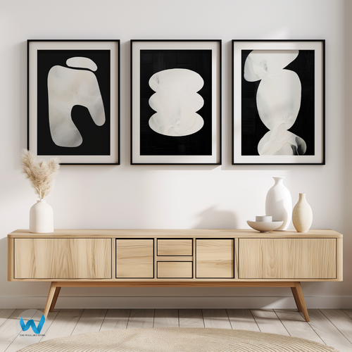 Minimalist Black and White Abstract Wall Art Set of 3 Posters Home Decor - Picture 9 of 16