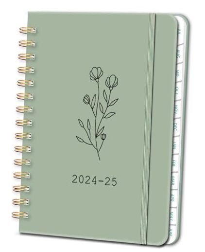Monthly Planner 2024-2025, 12 Months Weekly & Monthly Planner from July Green