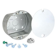4 In. round 1-1/2 In. Deep 15.3 Cu. In. Metallic Ceiling Fan/Light Fixture Box f