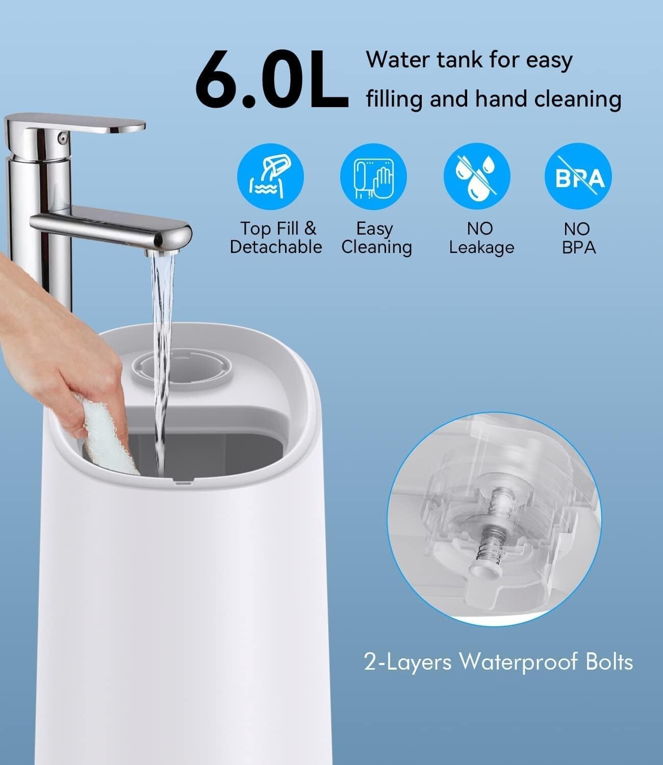 6L Top Fill Warm and Cool Mist Humidifiers for Bedroom/Large Room Max 861 sq ft
