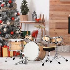 5-Piece Complete Junior Drum Set with Genuine Brass Cymbals -Bench,Sticks