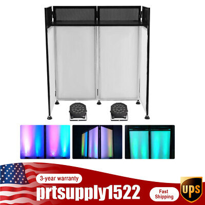 DJ Event Facade White/Black Scrim Metal Frame Booth+20''x40''Table Station+2 Lamp