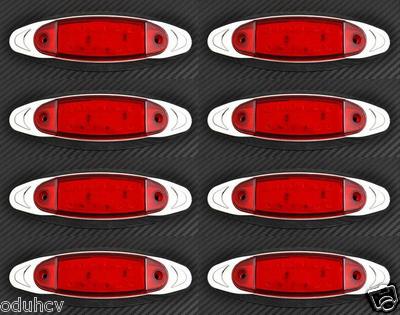 # 8 x Red 24V Chrome 12 LED Rear Marker Lights for Scania Man DAF Renault