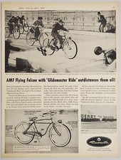 1954 Print Ad AMF Roadmaster Flying Falcon Bicycles with Glidemaster Ride 