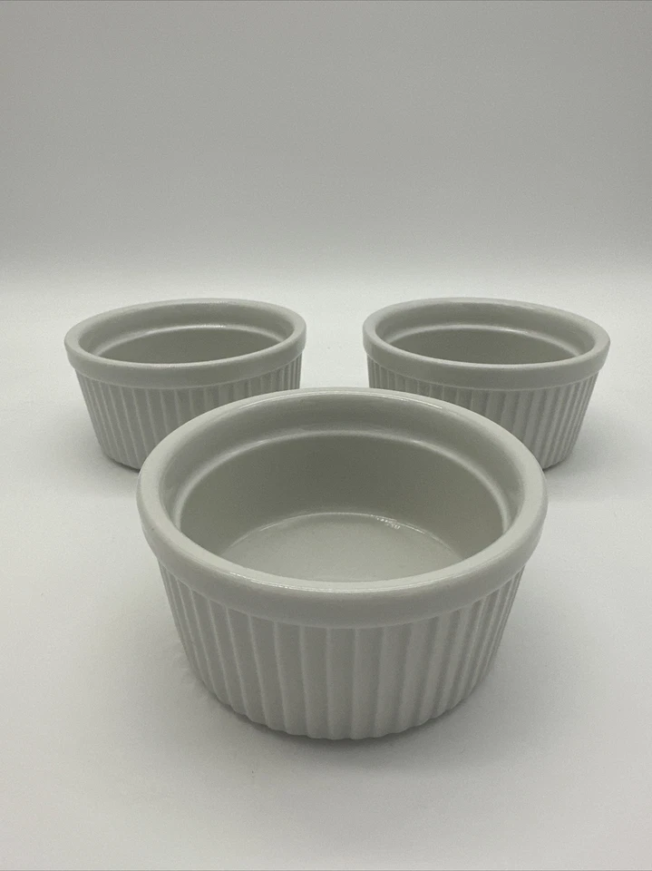 Norpro UNA белый ребристый фарфор Ramekin ~ набор из 3 - Изображение 2 из 4