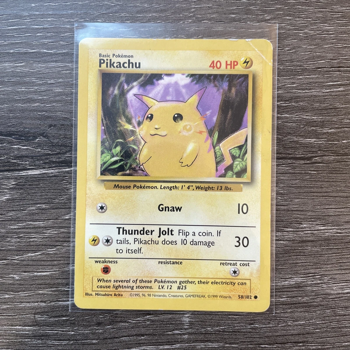 PIKACHU - Base Set - 58/102 - Pokemon Card - Unlimited Edition OG RARE!