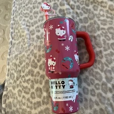 Christmas Hello Kitty 40 oz Pink Tumbler with Red Handle Hobby Lobby Exclusive 